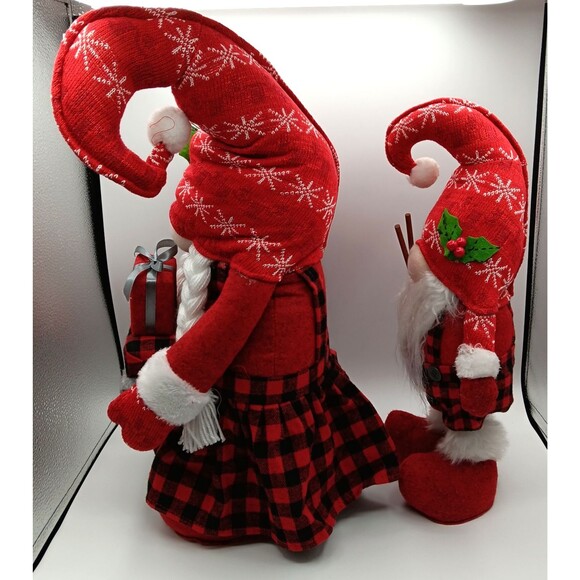 Christmas Holiday Plush Figurines Gnome Decor Set of 4 Knit Festive Seasonal - Picture 9 of 15